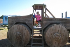 Kathryn behind the wheel of the truck...