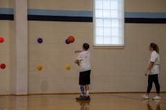 Practicing passing and catching the rebounds...