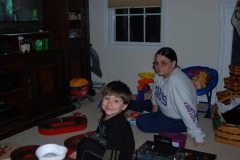 Nicholas and Gram getting ready for some <B><I>Cars</I></B> action...