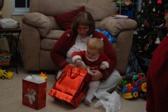 Katie goes digging for the present...