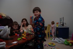 Nicholas is also rocking the <B><I>Cars</I></B> pajamas...