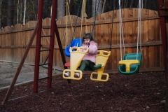 Mairin on the tandem swing...