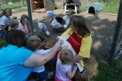 Alex and Katie petting the turkey...