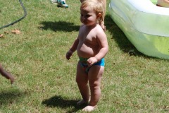 She's sporting the latest designer swimsuit from Pampers!