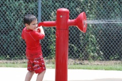 Nicholas manning the hose!