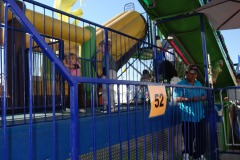 Katie and Alex tackling a favorite ride with the big slides...