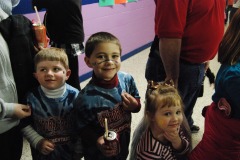 Everyone showing off their face paint...