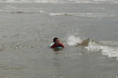 Nicholas having a fun time in the waves...