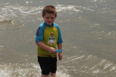 Alex having fun shoveling the waves...