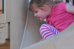 Katie going down the slide...