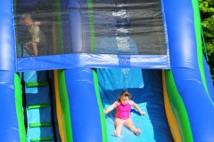 Katie on her way down the slide...