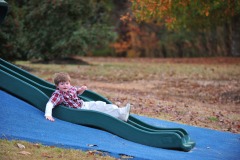 Alex coming down the slide...
