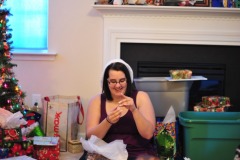 Aunt Meghann checking out her present...