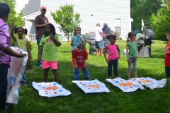 Getting ready for a potato sack race...