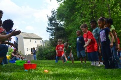 Alex does the ball toss...