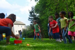 Alex does the ball toss...