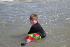 Alex getting into the water...