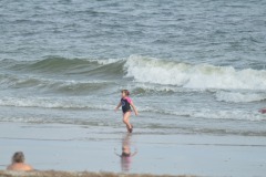 Katie frolicking in the surf...