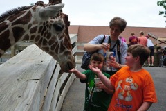 Katie and Alex trying their hand at feeding the giraffe...