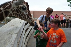 Katie and Alex trying their hand at feeding the giraffe...
