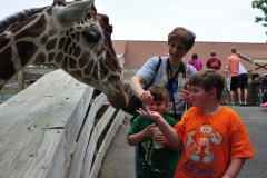 Katie and Alex trying their hand at feeding the giraffe...