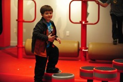 Alex on the wiggly lilypads...