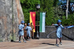 The Beauxbatons girls with wands and ribbons...