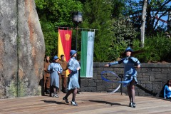 The Beauxbatons girls with wands and ribbons...
