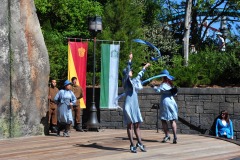 The Beauxbatons girls with wands and ribbons...