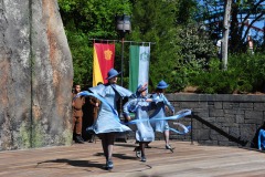 The Beauxbatons girls with wands and ribbons...