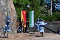 The Beauxbatons girls with wands and ribbons...