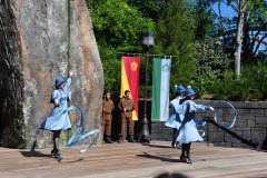 The Beauxbatons girls with wands and ribbons...