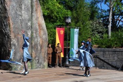 The Beauxbatons girls with wands and ribbons...