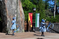 The Beauxbatons girls with wands and ribbons...