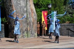 The Beauxbatons girls with wands and ribbons...