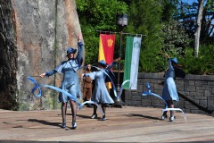 The Beauxbatons girls with wands and ribbons...