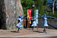 The Beauxbatons girls with wands and ribbons...