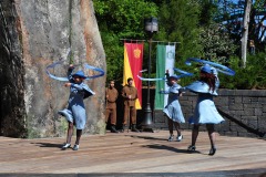 The Beauxbatons girls with wands and ribbons...