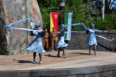 The Beauxbatons girls with wands and ribbons...