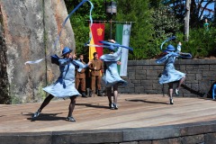 The Beauxbatons girls with wands and ribbons...