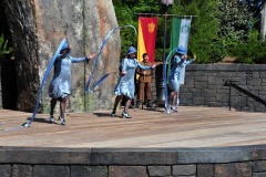 The Beauxbatons girls with wands and ribbons...