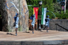 The Beauxbatons girls with wands and ribbons...
