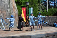 The Beauxbatons girls with wands and ribbons...