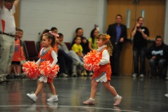 Katie on her way to the cheerleader's section of the floor...