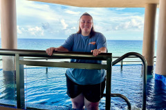 Katie safely at destination after a 90 minute ride south from the Cancun airport!  (From Julia)