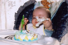 Cake demolition starts... Cake demolition starts...