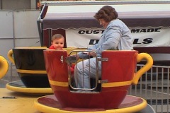Nicholas and Grammy on the tea cups ride Nicholas and Grammy on the tea cups ride
