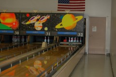 The pin sweeper just <b>loves</b> finding a ball still up on the lane...