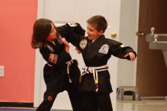 Practicing the new self-defense moves with his partner...