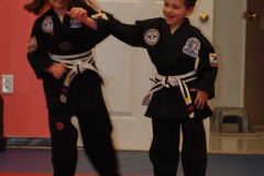 Practicing the new self-defense moves with his partner...